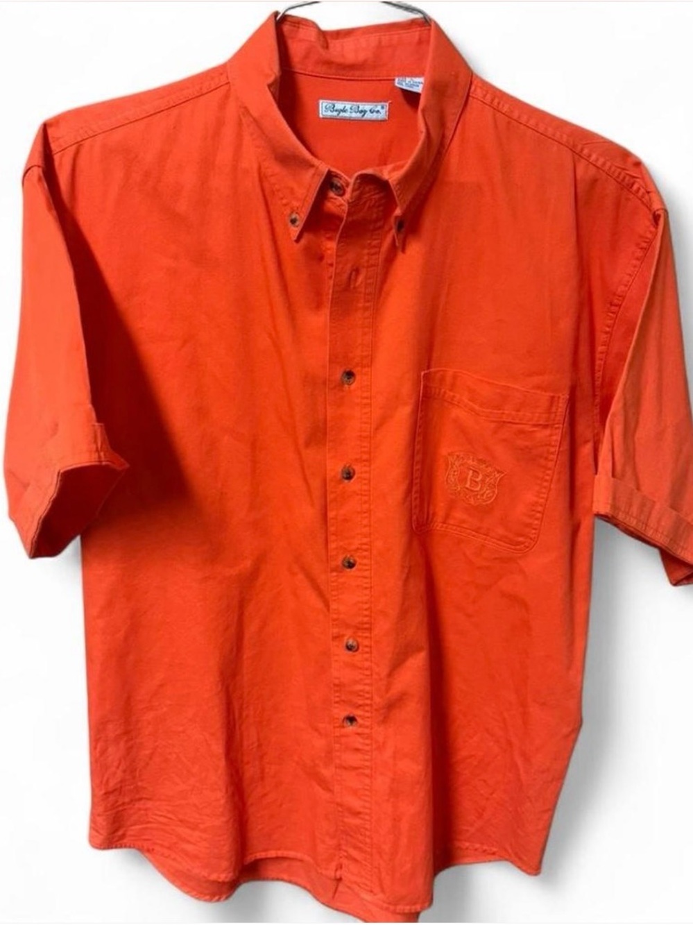 VINTAGE Bugle Boy Orange Short-Sleeve Button-Down Shirt